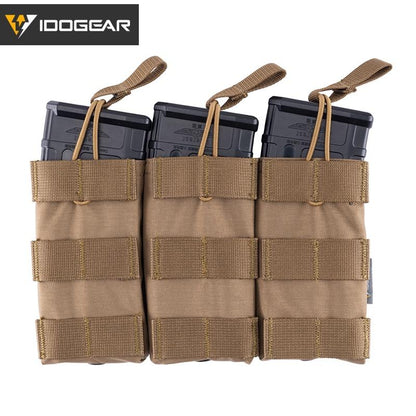 IDOGEAR Tactical Triple Mag Pouch For 5.56 Mag Military Molle Modular Triple Open Top Mag Pouch 3547