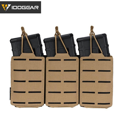 Hot IDOGEAR Tactical Triple Mag Pouch LSR 556 Pouch Military MOLLE Magazine Carrier Holder Pouch Laser Cut 3567