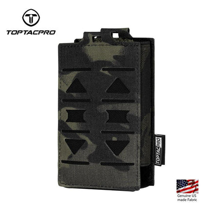 TOPTACPRO Tactical Single Mag Pouch for 556 Mag Open Top Quick Draw Military MOLLE Mag Carrier Nylon Tactical Belt-Pouch Tactical Camouflage Mag Pouch 8514