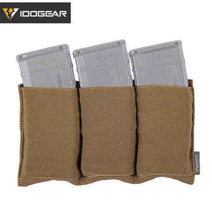 IDOGEAR Tactical 5.56 Magazine Pouch Fast Draw MOLLE Mag Pouch Carrier Triple Open Top Belt Pouch elastic fabric modular 3555