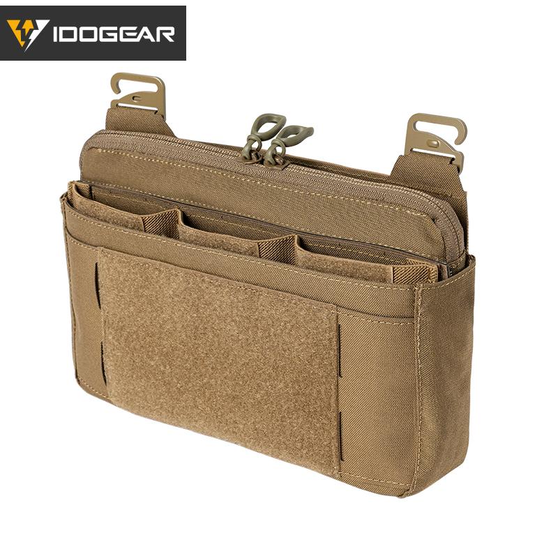 IDOGEAR Tactical DOPE Triple Mag Pouch+front Flap+insert Pouch 500D Nylon Military Camping Hiking Outdoor Multifunctional Quick Release Set