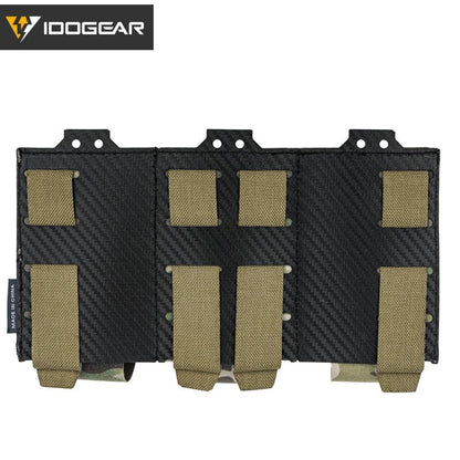 IDOGEAR Tactical Triple Magazine Pouch For 5.56 Mag Carbon fiber Nylon Elastic MOLLE Mag Holder Lightweight Anti-slip 3592