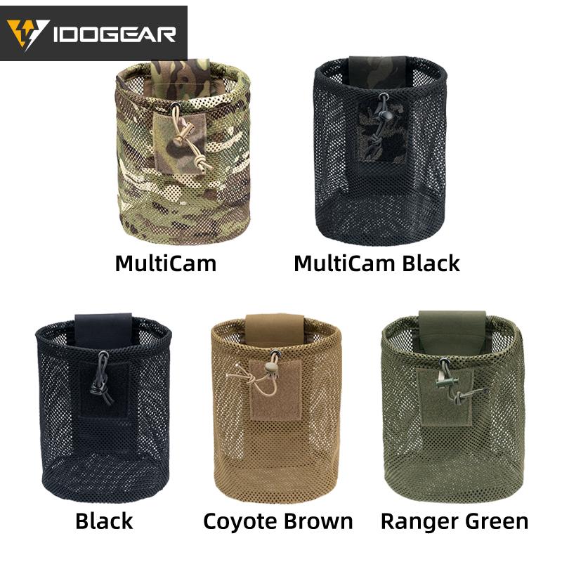 IDOGEAR Tactical Mesh Dump Pouch MOLLE Drop Pouch Recycling Bag Velcro Foldable Lightweight Convenient Outdoor Sports Camping Hunting Bags 3595