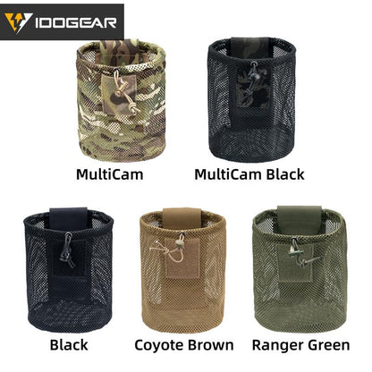 IDOGEAR Tactical Mesh Dump Pouch MOLLE Drop Pouch Recycling Bag Velcro Foldable Lightweight Convenient Outdoor Sports Camping Hunting Bags 3595