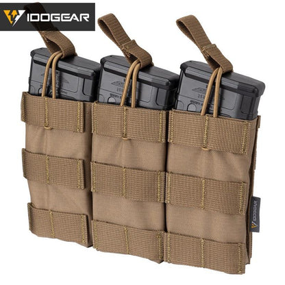 IDOGEAR Tactical Triple Mag Pouch For 5.56 Mag Military Molle Modular Triple Open Top Mag Pouch 3547