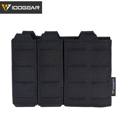 IDOGEAR Tactical Triple Magazine Pouch For Double 9MM and Single 556 Mag Military MOLLE Mag Pouch 3586