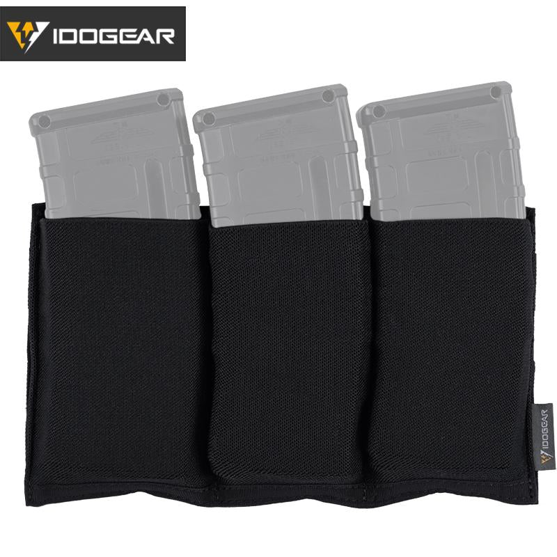 IDOGEAR Tactical 5.56 Magazine Pouch Fast Draw MOLLE Mag Pouch Carrier Triple Open Top Belt Pouch elastic fabric modular 3555