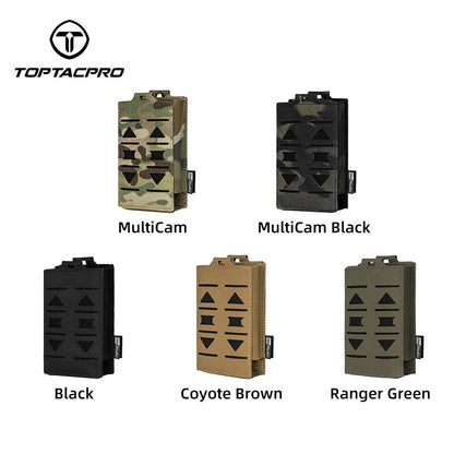 TOPTACPRO Tactical Single Mag Pouch for 556 Mag Open Top Quick Draw Military MOLLE Mag Carrier Nylon Tactical Belt-Pouch Tactical Camouflage Mag Pouch 8514