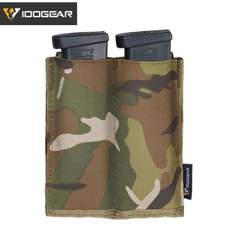 IDOGEAR Tactical Double Magazine Pouch For 9mm Mag Open Top Mag Holder Fast Draw MOLLE Mag Carrier 3572