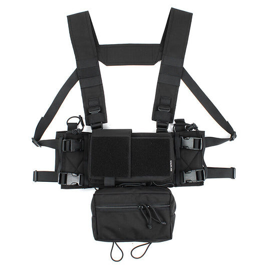 IDOGEAR PEW Tactical MK3/MK4 Chest Rig D3 500D Original Matte Cordura Fabric MK4 Full Set Chest Rig with Radio Pouch with Drop Pouch IDOGEAR & PEW Tactical Chest Rig VT01