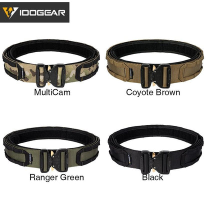 IDOGEAR Tactical Combat Belt Original COBRA Buckle Quick Release Molle (2") Belt Mans Nylon Belts For Waist 76-106cm 3420