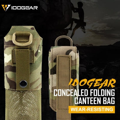 IDOGEAR Tactical Folding Bottle Pouch Camouflage Water Kettle Canteen Bag MOLLE Military Camouflage Gears 3534