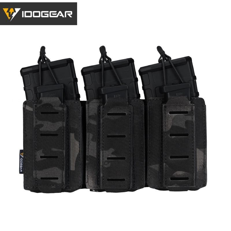 IDOGEAR Tactical Triple Magazine Pouch MilitaryLSR Triple Mag Pouch  9mm 556 Carrier Holder MOLLE Laser Cut Waist Belt Pouch 3570