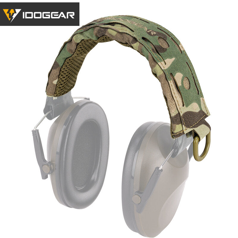 IDOGEAR Tactical Headset Cover with D-Buckle Hanger MOLLE Laser Cut Nylon Universal Headset Cover Pads Camouflage Headset Protective Breathable Cloth 3948