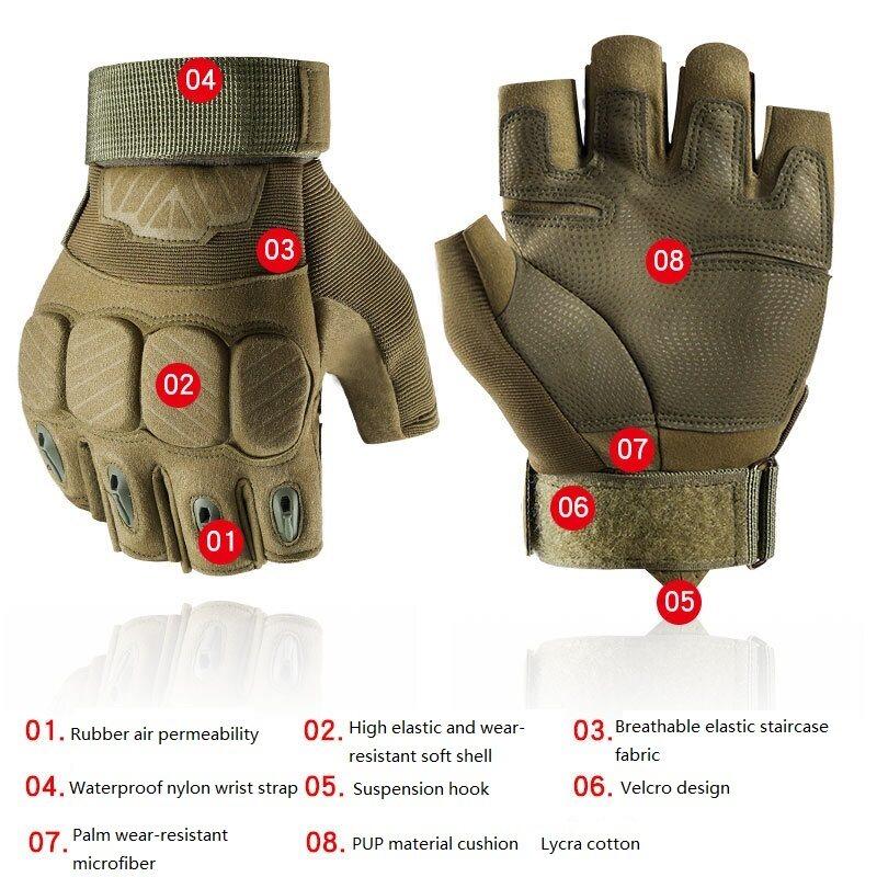 IDOGEAR Tactical Gloves Half finger Sports Gloves For Military Airsoft Climbing Cycling Weightlifting Wear-resistant 3MM Palm Hook-pull Velcro Wristband Gloves 3695