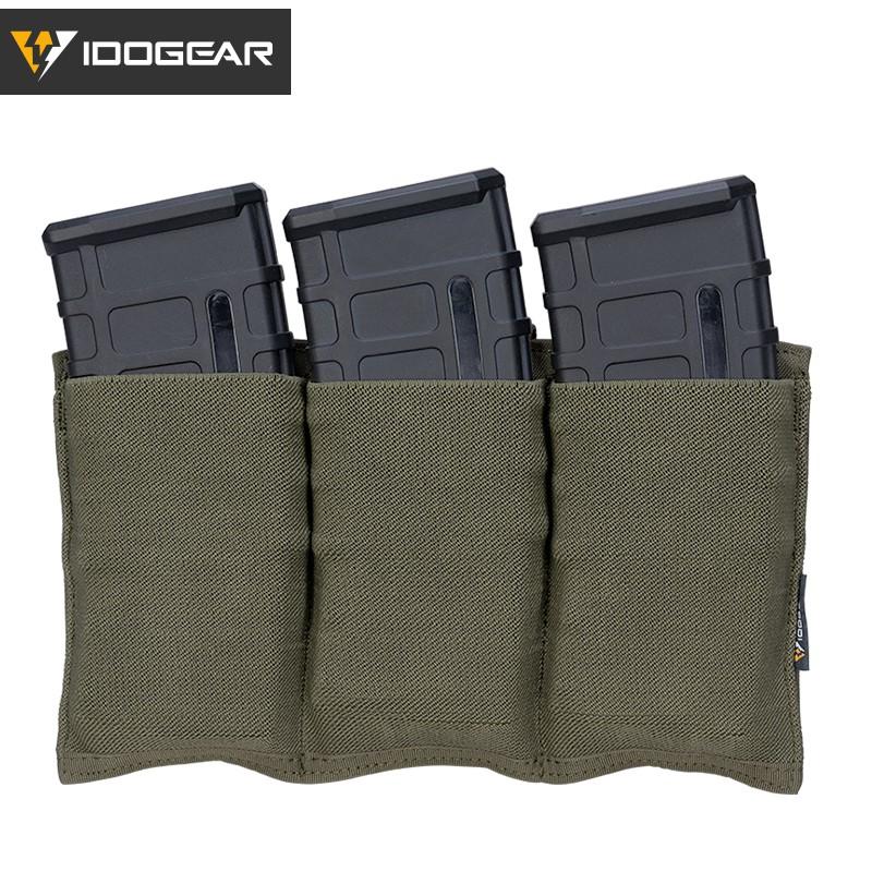 IDOGEAR Tactical Triple Magazine Pouch 556 Mag Pouch Fast Draw Military MOLLE Mag Carrier Open Top Elasticity Cloth 3555