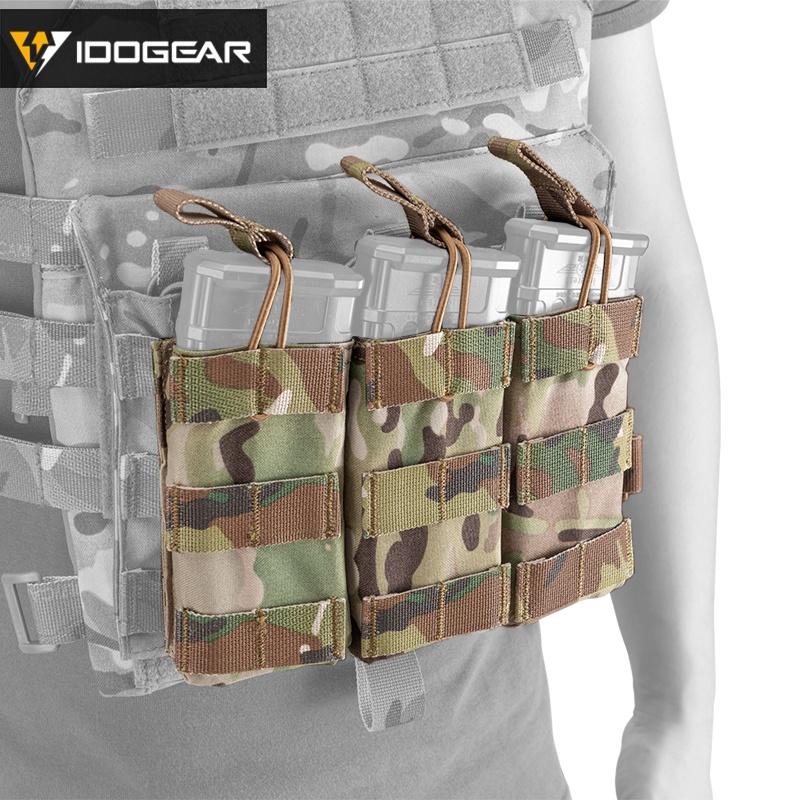 IDOGEAR Tactical Triple Mag Pouch For 5.56 Mag Military Molle Modular Triple Open Top Mag Pouch 3547