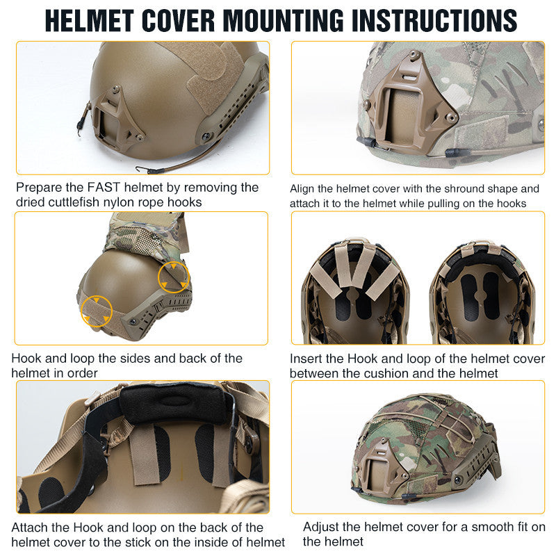 IDOGEAR Tactical Helmet Cover For Fast Helmet with NVG Battery Pouch M/L Size Fast Helmet Cloth 3813