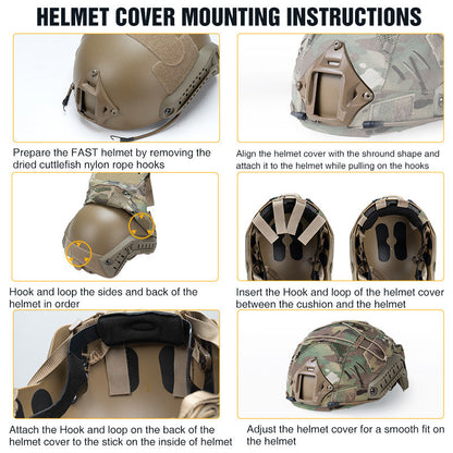 IDOGEAR Tactical Helmet Cover For Fast Helmet with NVG Battery Pouch M/L Size Fast Helmet Cloth 3813