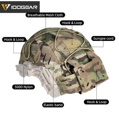 IDOGEAR Tactical Helmet Cover For Wendy Helmet with NVG Battery Pouch M/L Size 3814