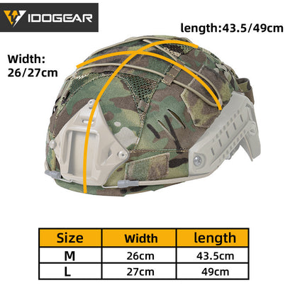 IDOGEAR Tactical Helmet Cover For Fast Helmet with NVG Battery Pouch M/L Size Fast Helmet Cloth 3813