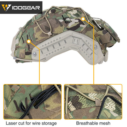 IDOGEAR Tactical Helmet Cover For Fast Helmet with NVG Battery Pouch M/L Size Fast Helmet Cloth 3813