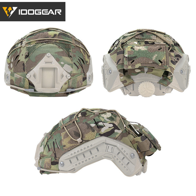 IDOGEAR Tactical Helmet Cover For Fast Helmet with NVG Battery Pouch M/L Size Fast Helmet Cloth 3813