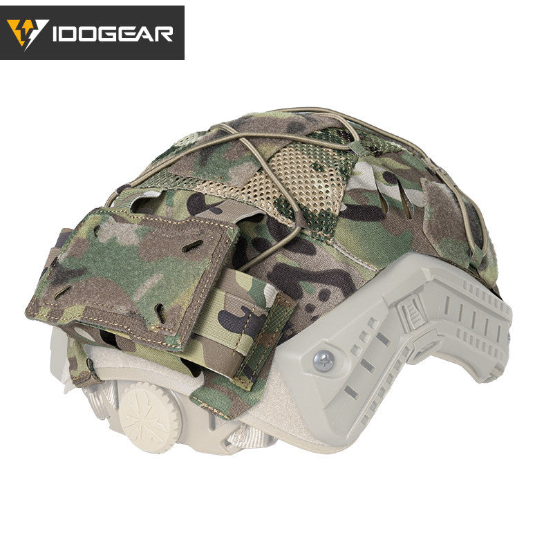 IDOGEAR Tactical Helmet Cover For Fast Helmet with NVG Battery Pouch M/L Size Fast Helmet Cloth 3813