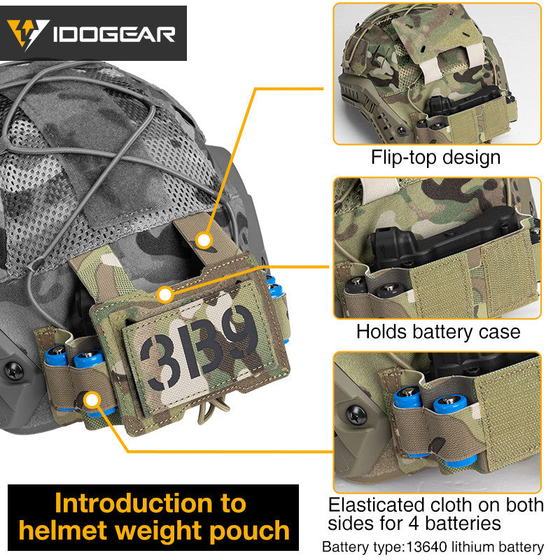 IDOGEAR Tactical Helmet Cover For Fast Helmet with NVG Battery Pouch M/L Size Fast Helmet Cloth 3813