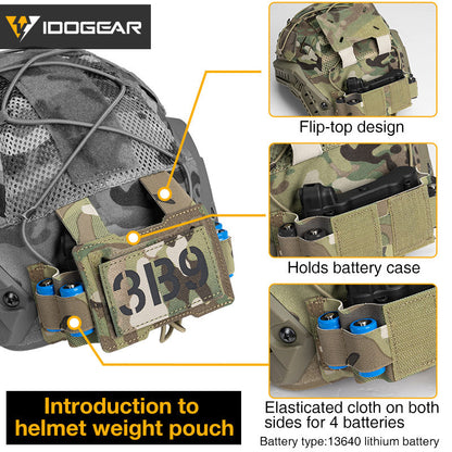 IDOGEAR Tactical Helmet Cover For Fast Helmet with NVG Battery Pouch M/L Size Fast Helmet Cloth 3813